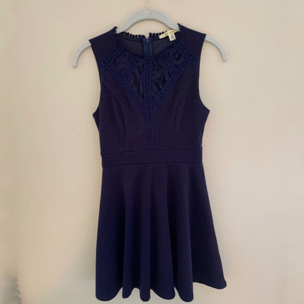 Francescas Navy Blue High Neck Dress